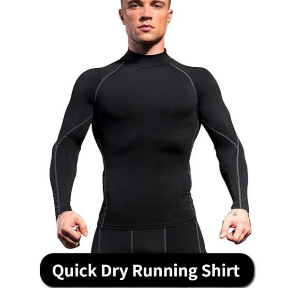 Men-Bodybuilding-Sport-T-shirt-Compression-Running-Shirt-Quick-Dry-Gym-T-Shirt-Stand-Collar-Tight-2